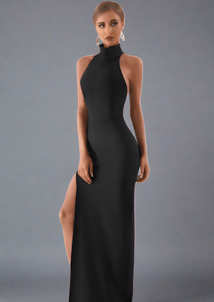 Black Full Lenth Cocktail Dress - Trendociti
