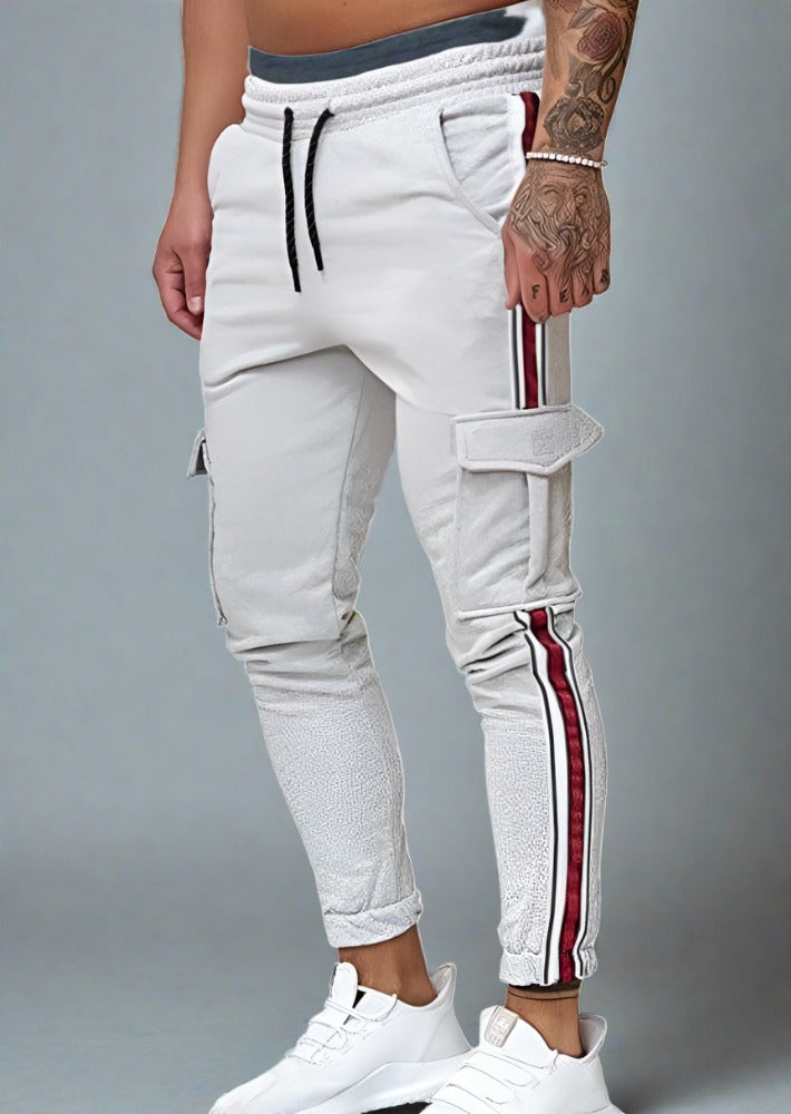 Cargo Design Striped Casual Pants - Trendociti