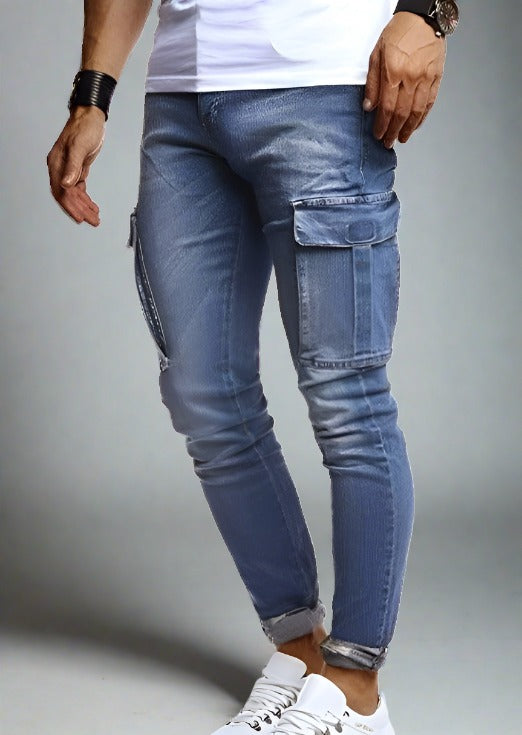 Casual Cargo Washed Slim Jean Pants - Trendociti