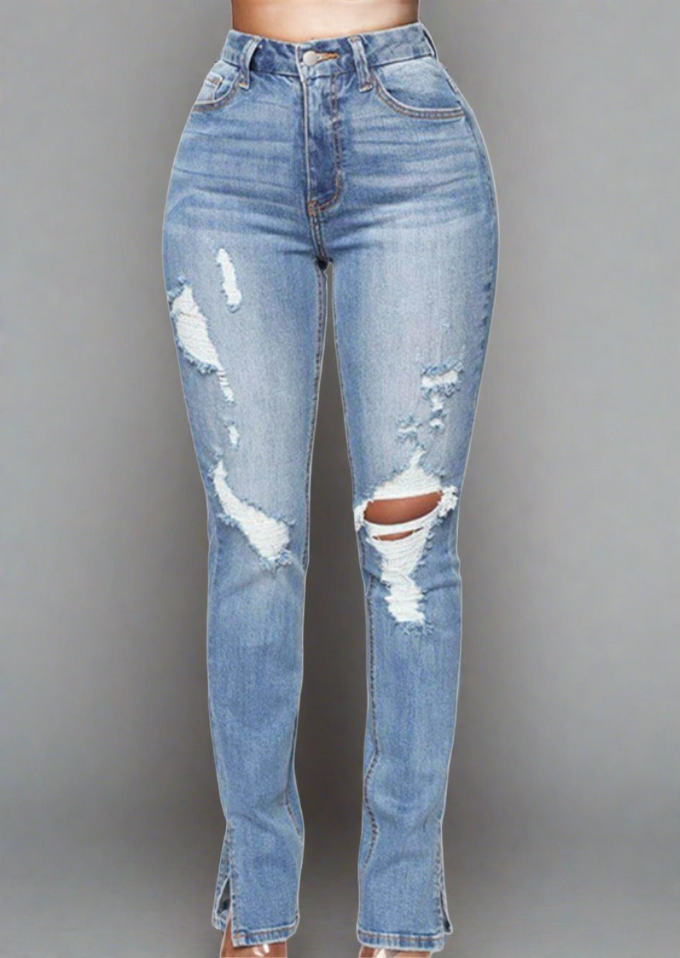 Chic Distressed High Waist Jeans - Trendociti