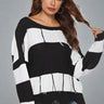 Color Block Backless Long Sleeve Sweater - Trendociti