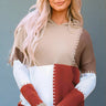Color Block Long Sleeve Hooded Sweater - Trendociti