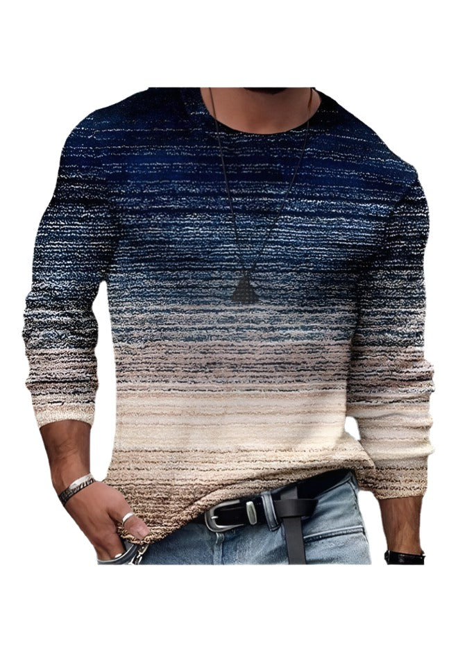 Digital Colors Cotton Casual Slim Long Sleeve Shirt - Trendociti