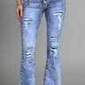Distressed Button-Fly Bootcut Jeans with Pockets - Trendociti