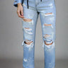 Distressed Straight Jeans with Pockets - Trendociti