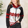 Double Take Christmas Sweater Long Sleeve Hoodie - Trendociti