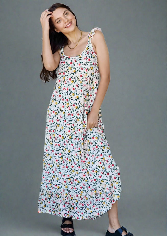 Doublju In the Garden Ruffle Floral Maxi Dress - Trendociti