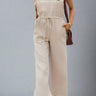 Drawstring Wide Strap Jumpsuit with Pockets - Trendociti
