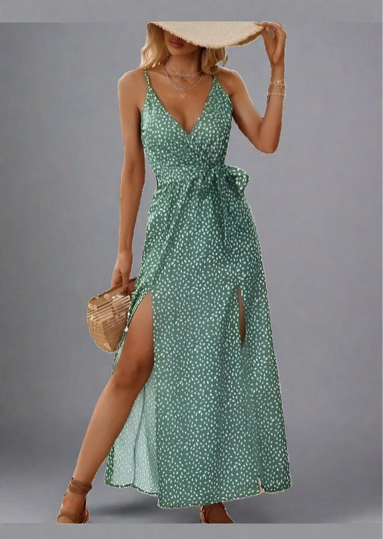 Floral Lace-up Long Skirt Beach Dress - Trendociti