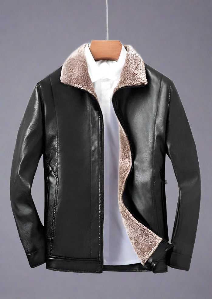 Fur Leather Zip Up Stylish Jacket - Trendociti