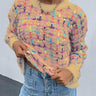 Fuzzy Round Neck Long Sleeve Sweater - Trendociti