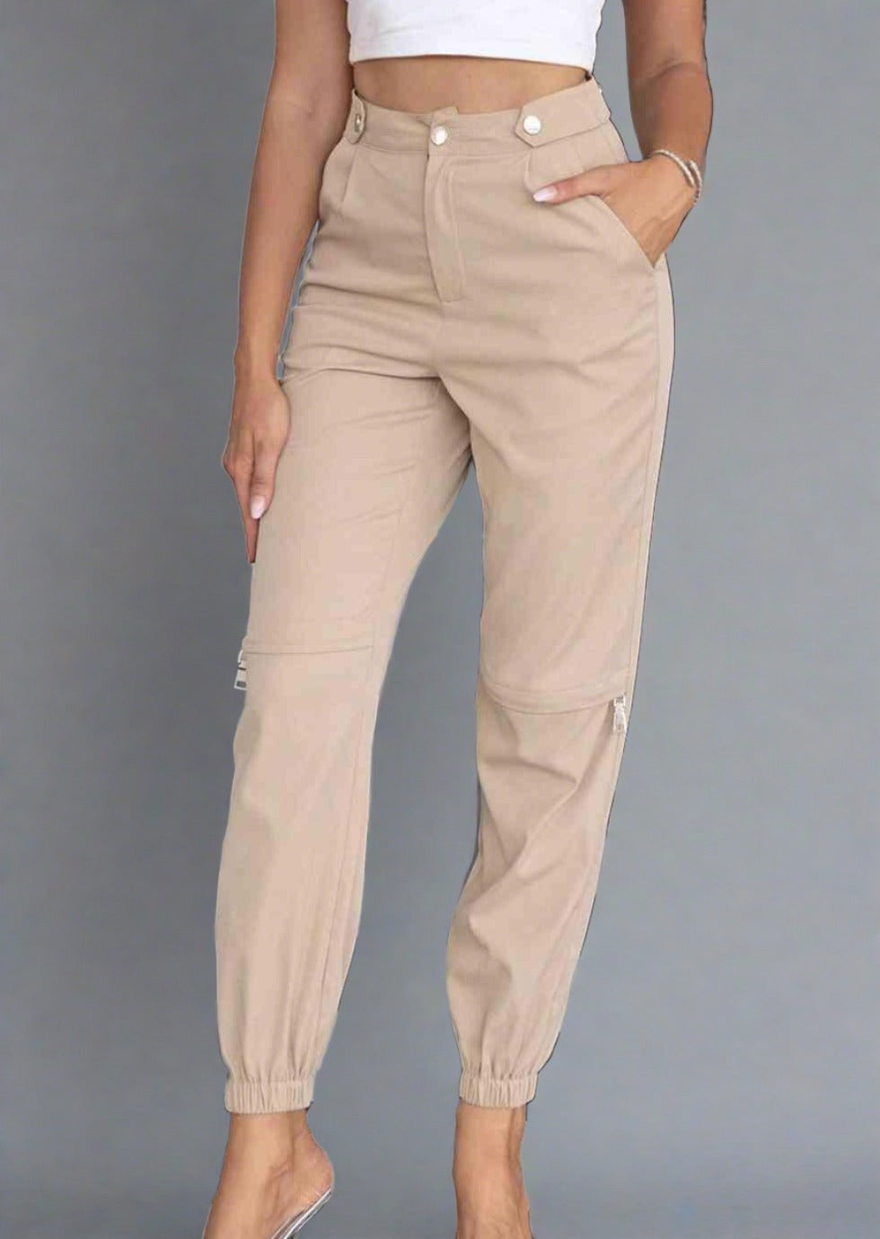 High Waist Pants with Pockets - Trendociti