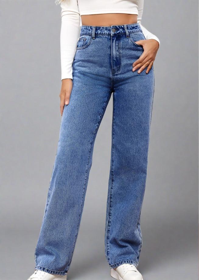 High Waist Straight Cut Jeans - Trendociti