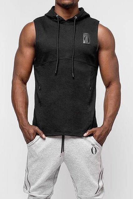 Hooded Sleeveless Workout Shirt with Pockets - Trendociti