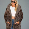 Leopard Hooded Coat with Pockets - Trendociti