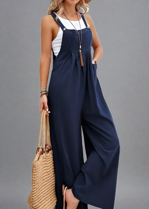 Long Casual Overall Romper with Pockets - Trendociti