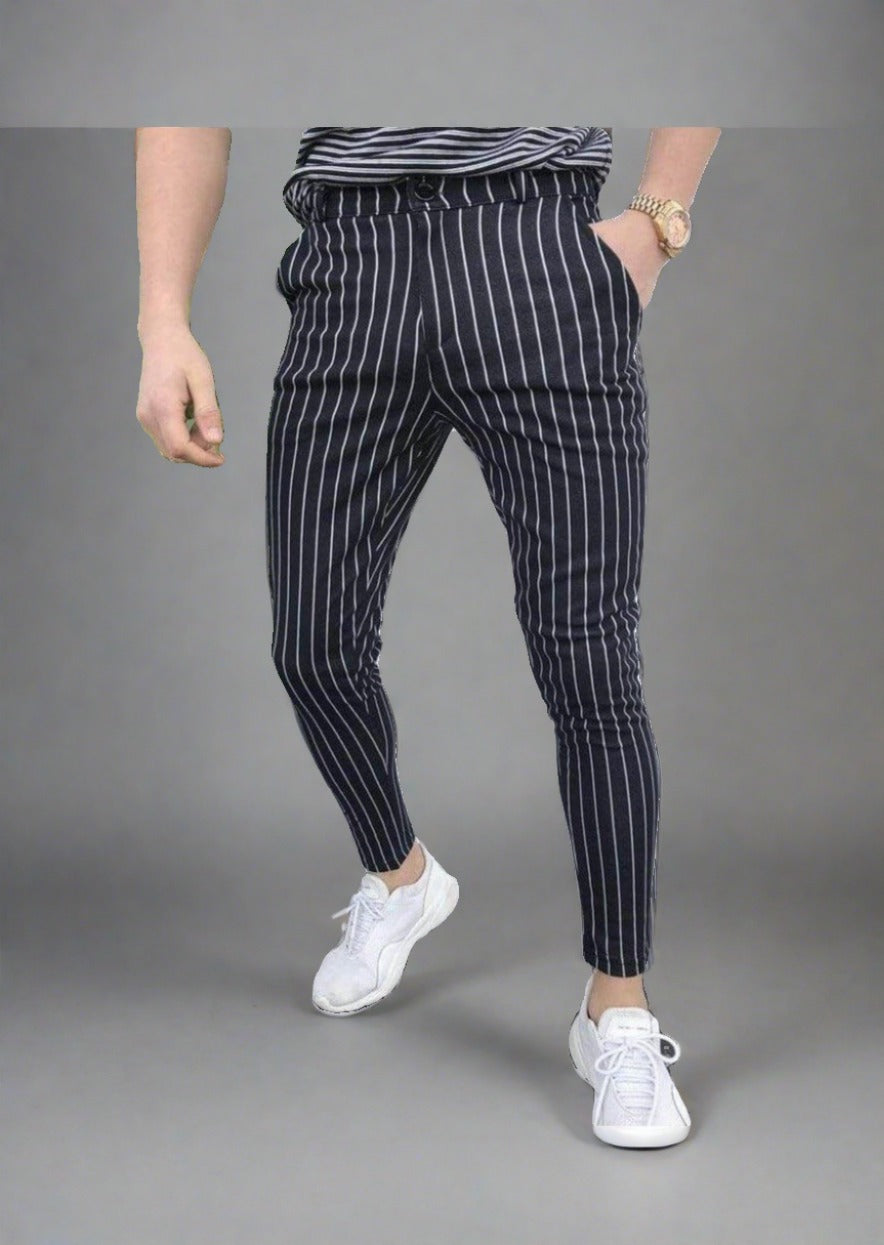 Men's Casual Pinstripe Stretch Fit Pants - Trendociti