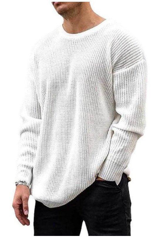 Men's Knit Top Solid Color Round Neck Fashion Sweater - Trendociti