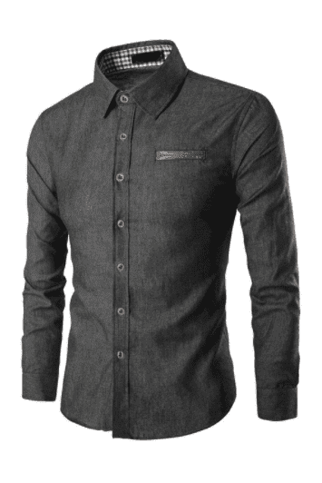 Men's Long Sleeve Denim Button Up Dress Shirt - Trendociti