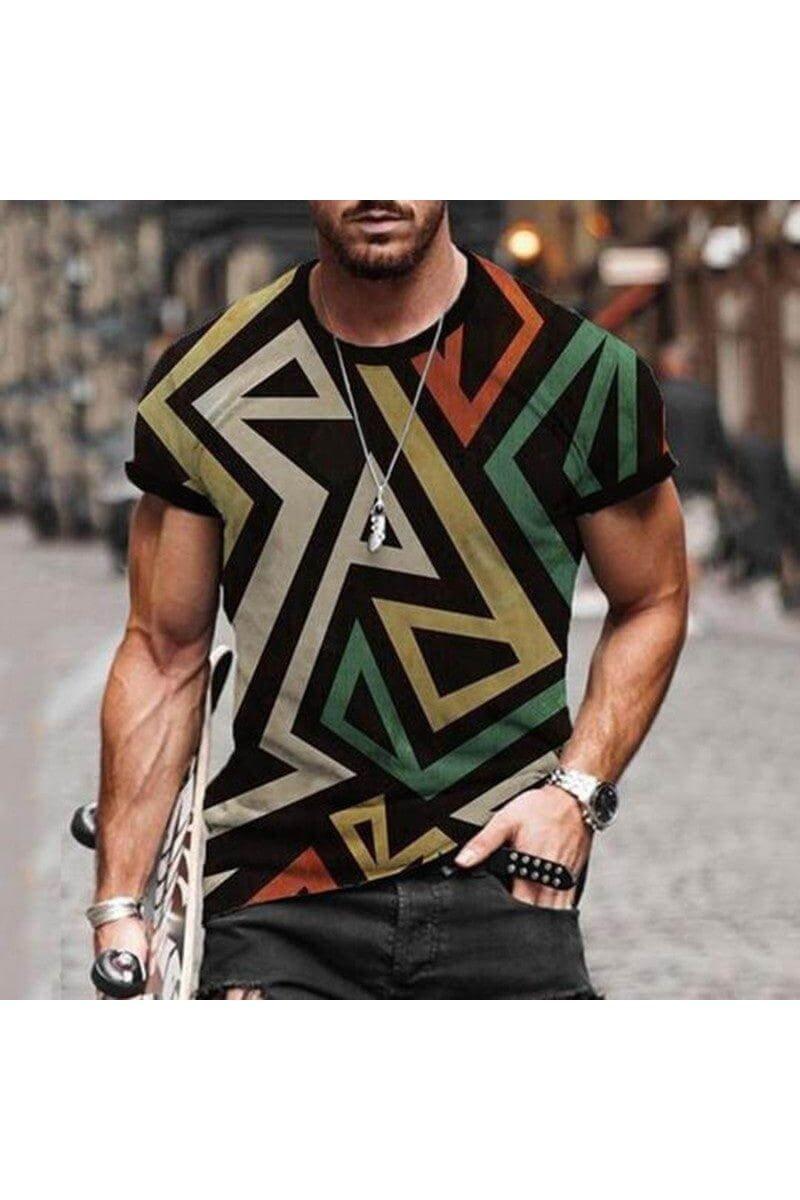Men's New Fashion Print Simple Cotton T-shirt - Trendociti