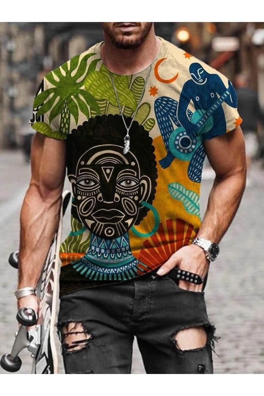 Men's New Personality Pattern Digital Printed T Shirt - Trendociti