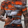Men's Orange Horizon Round Neck Half Sleeve Casual Shirt - Trendociti
