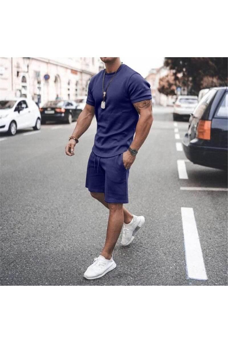 Men's Short Sleeve and Shorts Two-Piece Sport Set - Trendociti