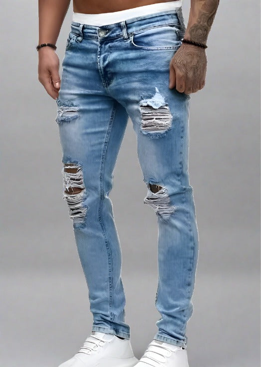 Ripped Casual Straight-Leg Jeans - Trendociti