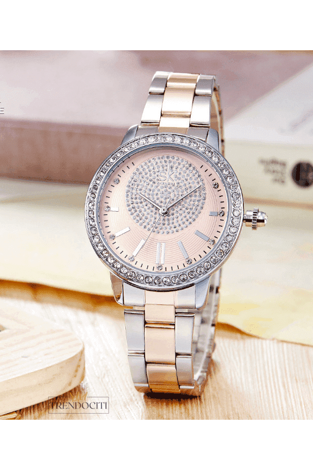 Shengke Designer Rose Gold Quartz Watch - Trendociti