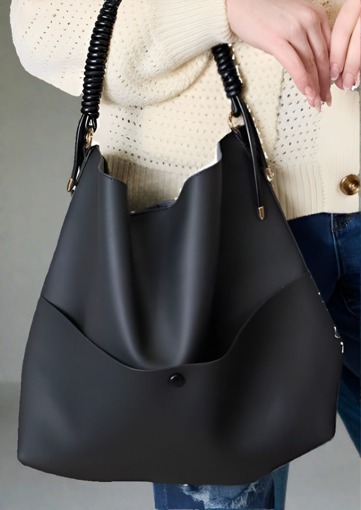 Shomico Vegan Leather Handbag with Pouch - Trendociti