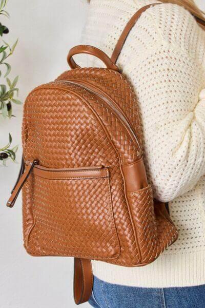 Shomico Vegan Woven Designer Leather Backpack - Trendociti