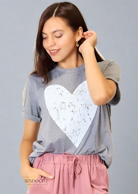 Simply Love Heart Graphic Cuffed Short Sleeve T-Shirt - Trendociti