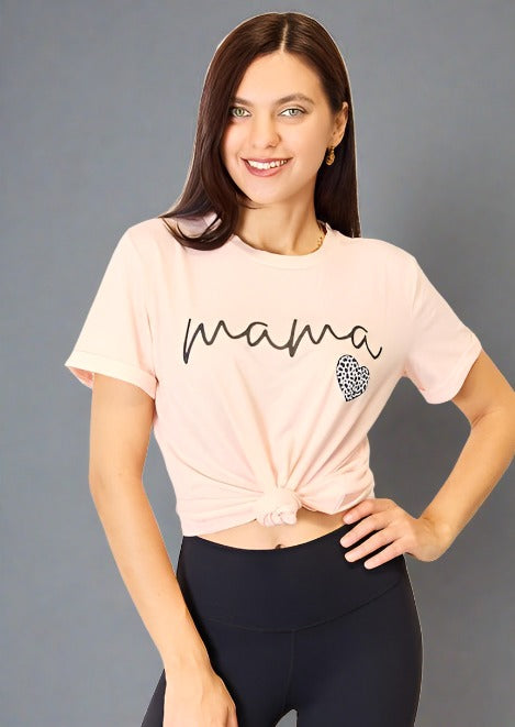 Simply Love MAMA Heart Cotton Graphic T-Shirt - Trendociti