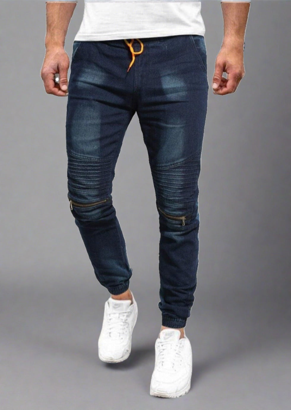 Slim Fit Drawstring Washed Style Denim Jeans - Trendociti