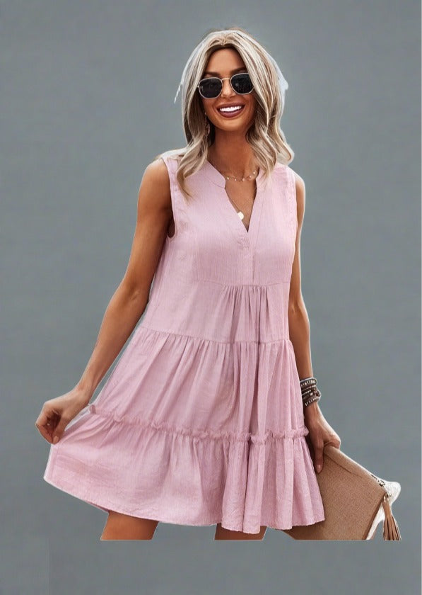 Solid Color Sleeveless Summer Skirt Dress - Trendociti