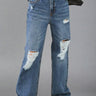 Straight Cut Distressed High Waist Jeans - Trendociti