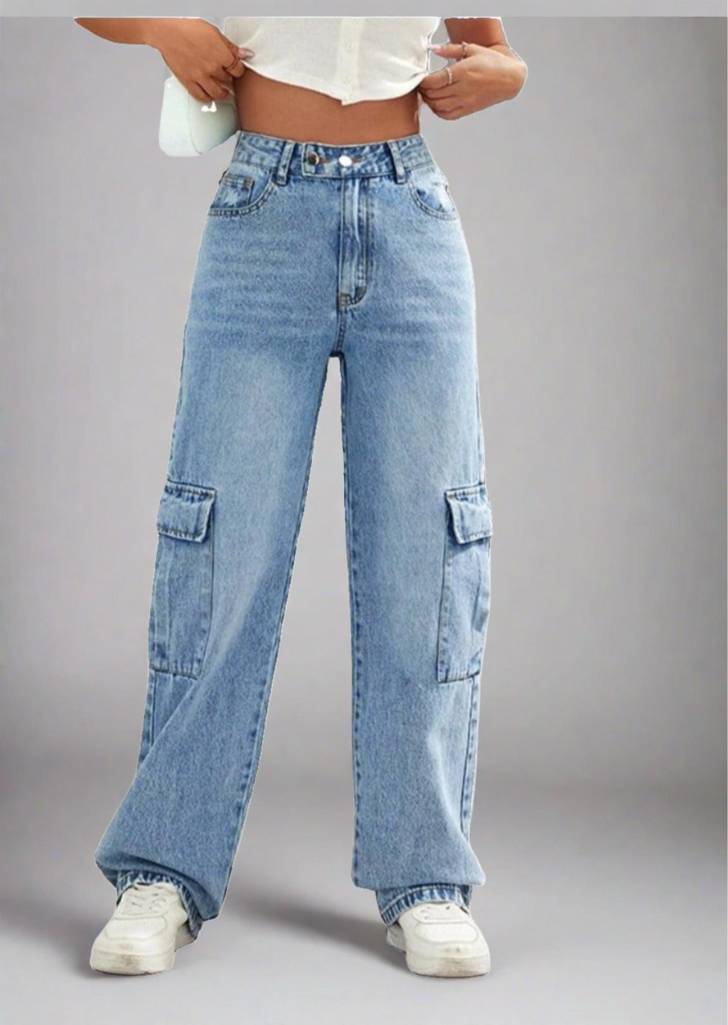 Stylish Pocketed Long Jeans - Trendociti