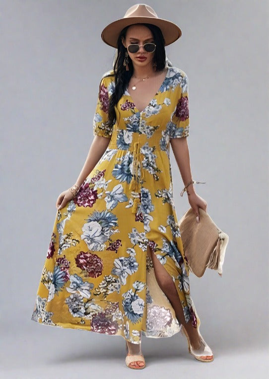 Women's Stunning Floral Summer Beach Dress - Trendociti