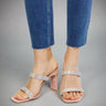 MMShoes Leave A Little Sparkle Rhinestone Block Heel Sandal in Pink - Trendociti